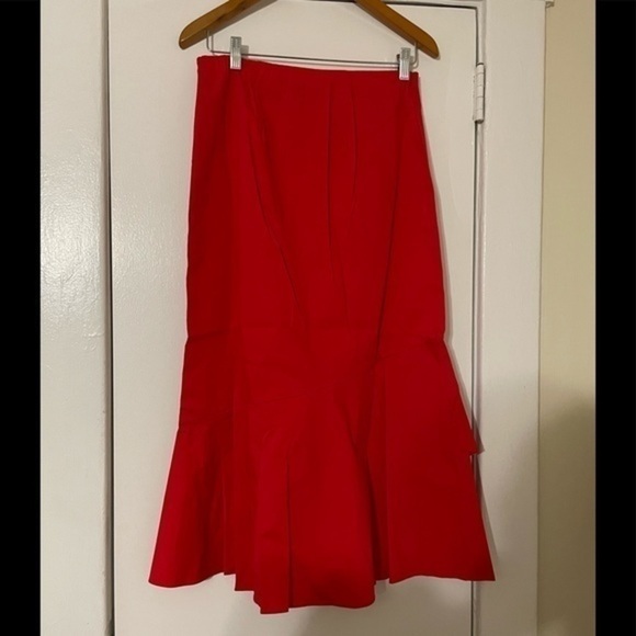 Express High waisted Ruffle Red Midi Skirt and crop top set Size Small - Picture 9 of 9
